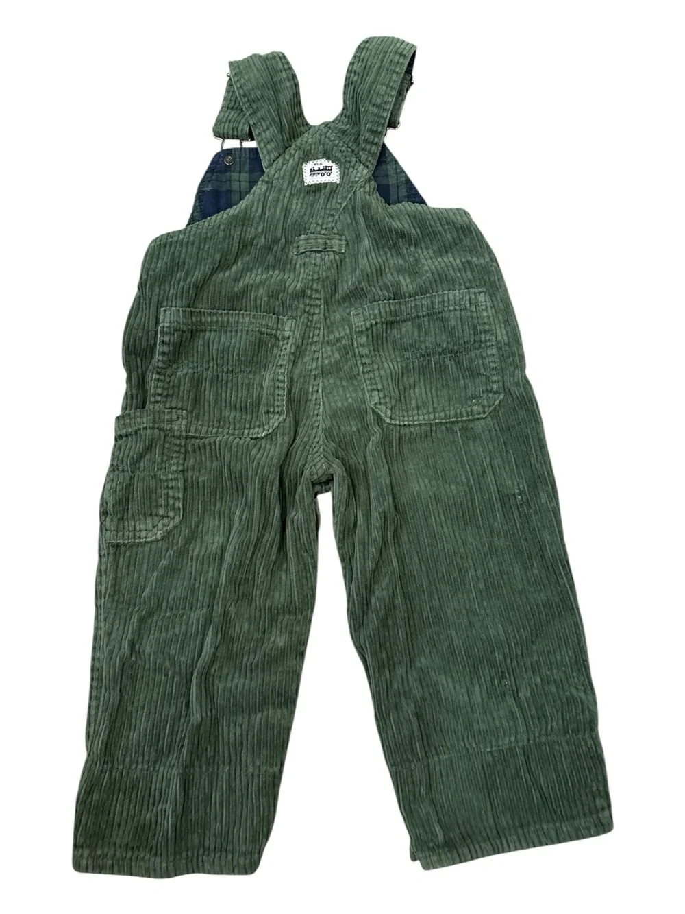 The Children’s Place Vintage Cotton Green Corduroy Overalls Train Embroidery 18m